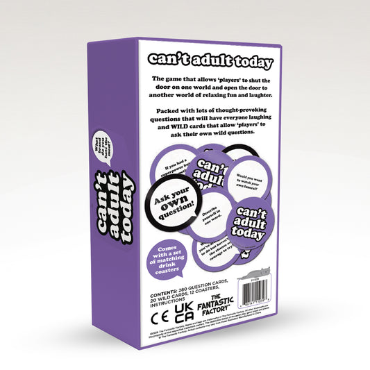 Can't Adult Today Game - 280 thought provoking questions for adults who don't want to play a game. Perfect for Christmas and Game Nights, Parties, and Cozy Evenings