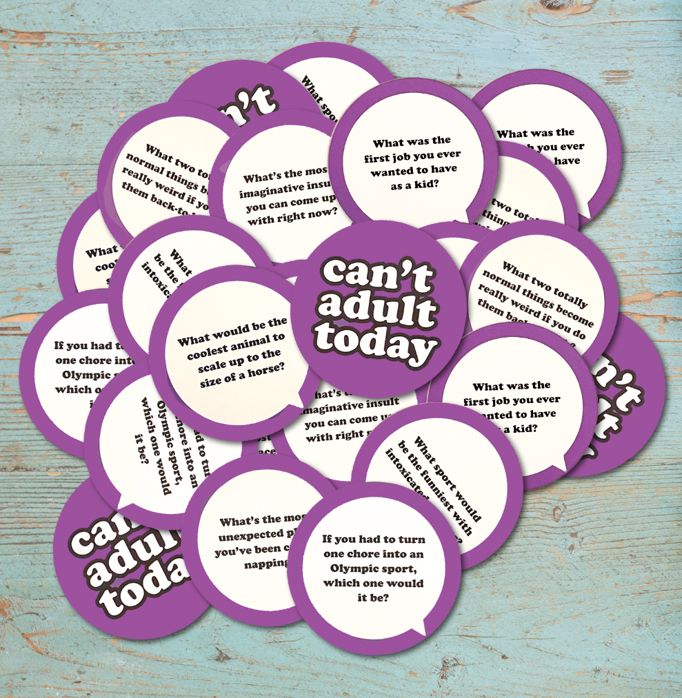 Can't Adult Today Game - 280 thought provoking questions for adults who don't want to play a game. Perfect for Christmas and Game Nights, Parties, and Cozy Evenings
